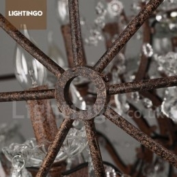 4 Diâmetro de luz 40CM Globo de cristal vintage Pintura Lustre de metal Cor enferrujada Luz pendente