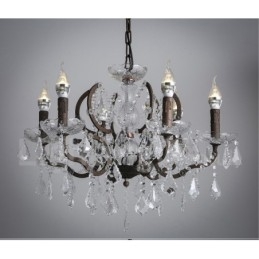 6 Diâmetro de luz 60CM Pintura de cristal vintage Lustre de metal Cor de ferro enferrujado Luz pendente