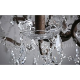 6 Diâmetro de luz 60CM Pintura de cristal vintage Lustre de metal Cor de ferro enferrujado Luz pendente