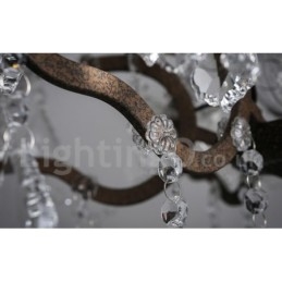 6 Diâmetro de luz 60CM Pintura de cristal vintage Lustre de metal Cor de ferro enferrujado Luz pendente