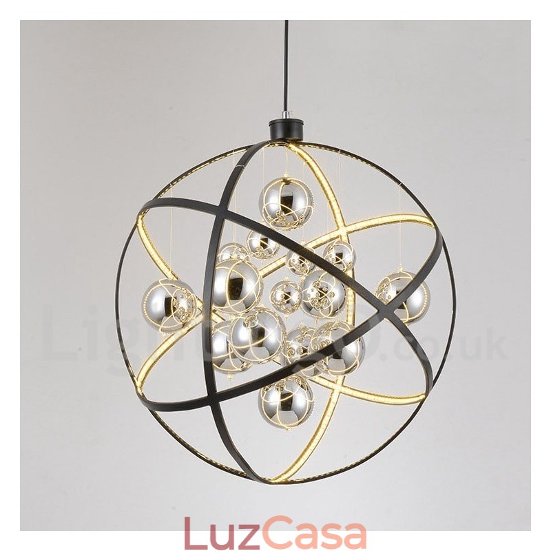 Diâmetro 50CM 80CM Lustre Globo Vintage Cor Enferrujada Luz Pendente