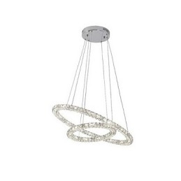 Luminária pendente de cristal moderna com 2 anéis e três lados K9, luminárias de teto internas de cristal