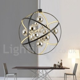 Diâmetro 50CM 80CM Lustre Globo Vintage Cor Enferrujada Luz Pendente