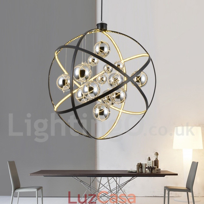 Diâmetro 50CM 80CM Lustre Globo Vintage Cor Enferrujada Luz Pendente