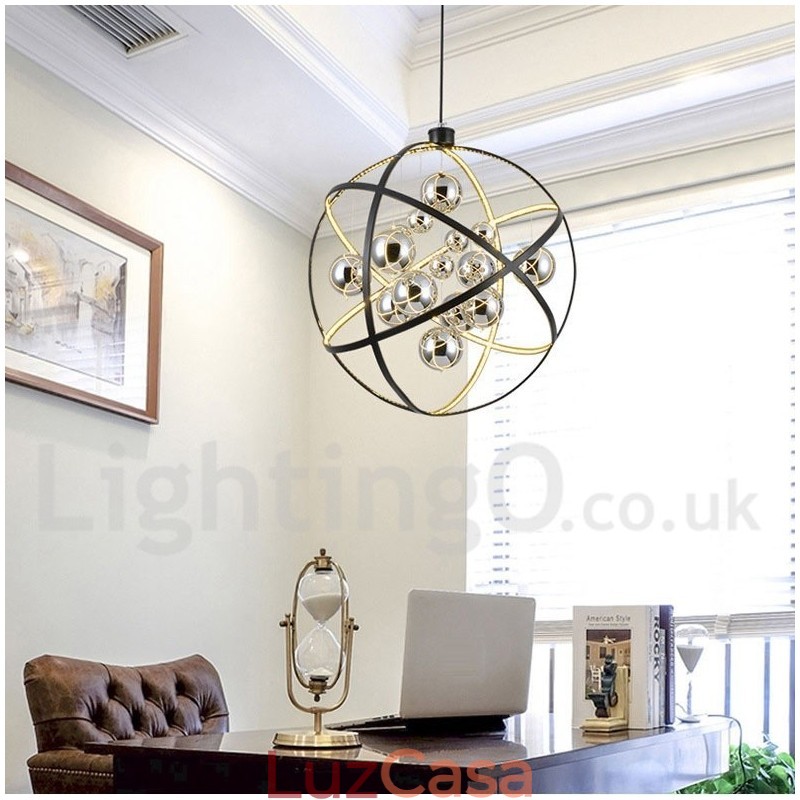 Diâmetro 50CM 80CM Lustre Globo Vintage Cor Enferrujada Luz Pendente