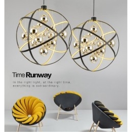 Diâmetro 50CM 80CM Lustre Globo Vintage Cor Enferrujada Luz Pendente