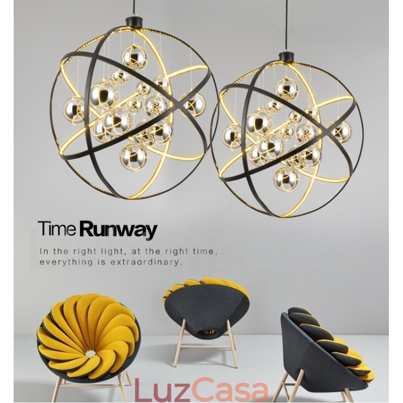 Diâmetro 50CM 80CM Lustre Globo Vintage Cor Enferrujada Luz Pendente