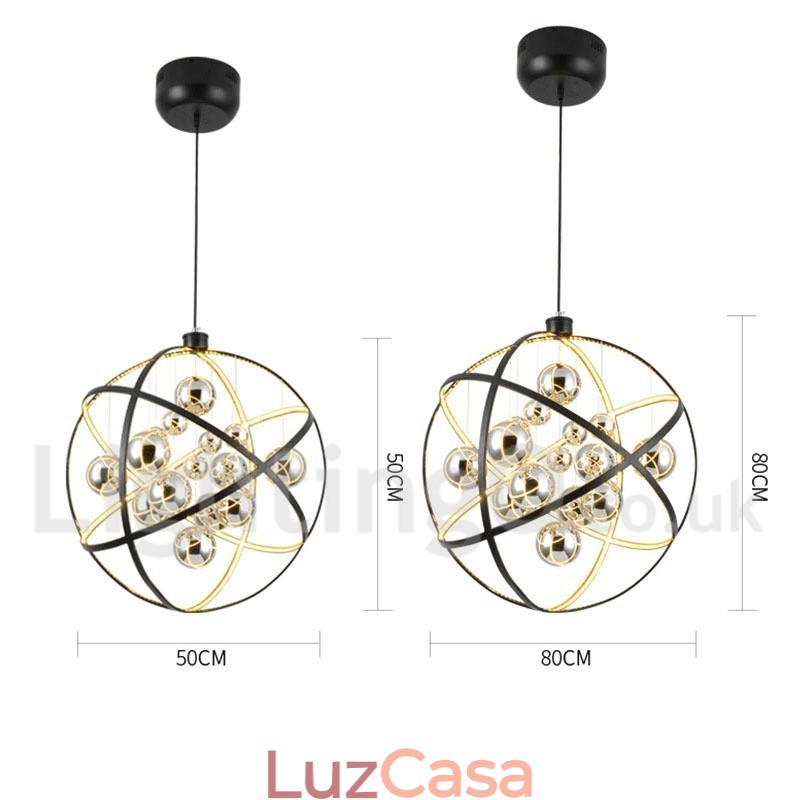 Diâmetro 50CM 80CM Lustre Globo Vintage Cor Enferrujada Luz Pendente