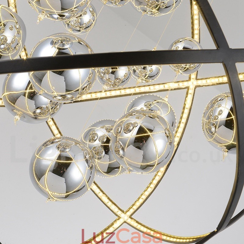 Diâmetro 50CM 80CM Lustre Globo Vintage Cor Enferrujada Luz Pendente