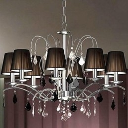 Abajur de tecido Lustre de cristal 8 luzes