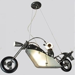 Lustre de ferro para motocicleta infantil nostálgico, lâmpadas de iluminação