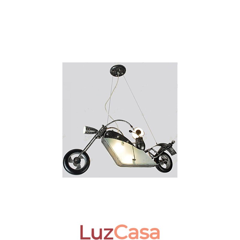 Lustre de ferro para motocicleta infantil nostálgico, lâmpadas de iluminação
