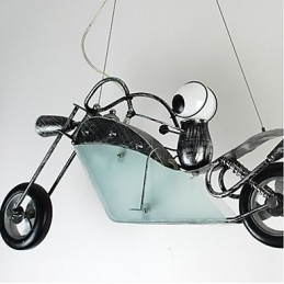 Lustre de ferro para motocicleta infantil nostálgico, lâmpadas de iluminação