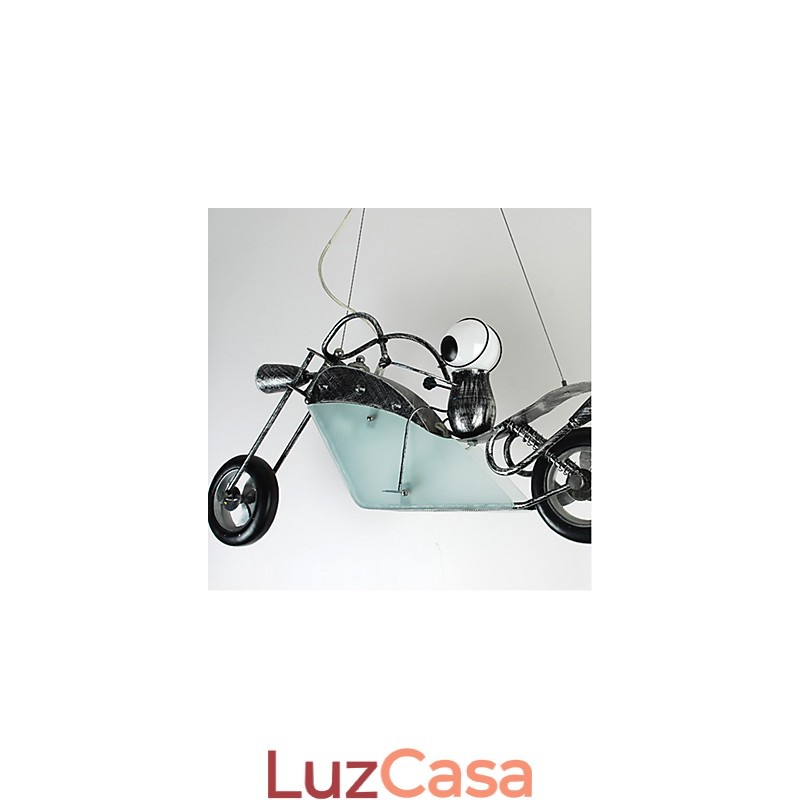 Lustre de ferro para motocicleta infantil nostálgico, lâmpadas de iluminação