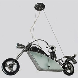 Lustre de ferro para motocicleta infantil nostálgico, lâmpadas de iluminação