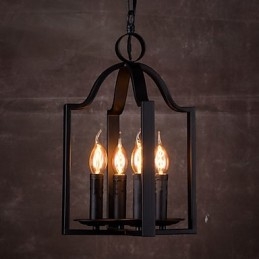 Luminária pendente minimalista vintage de ferro com 4 luzes