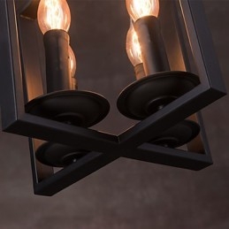 Luminária pendente minimalista vintage de ferro com 4 luzes