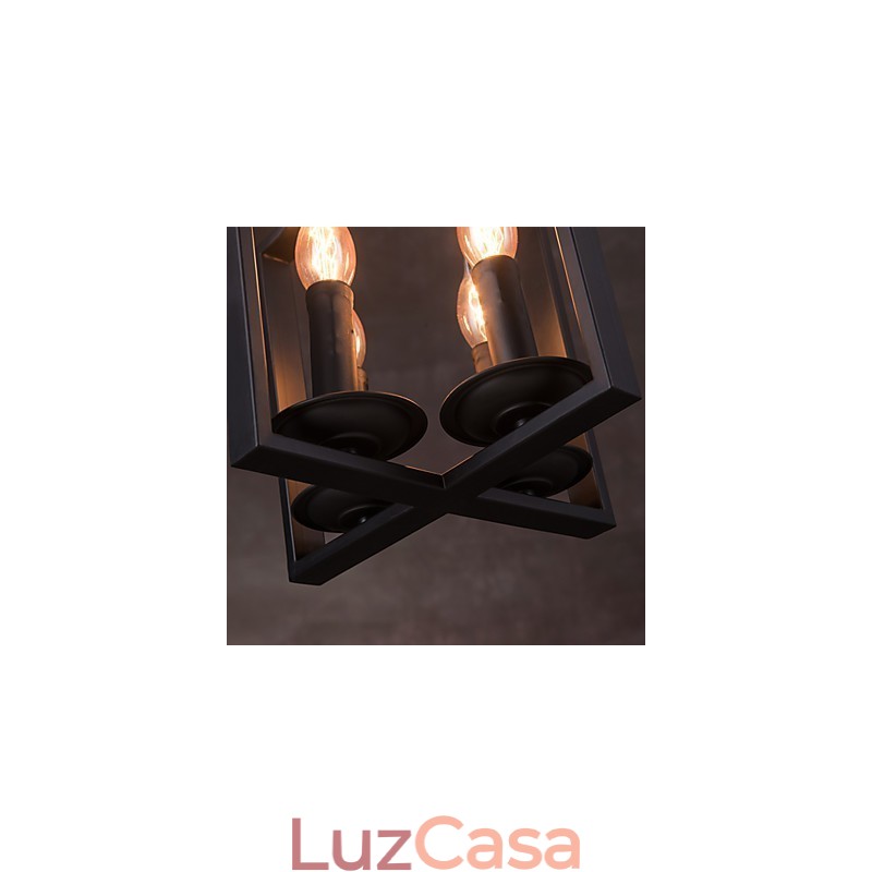 Luminária pendente minimalista vintage de ferro com 4 luzes