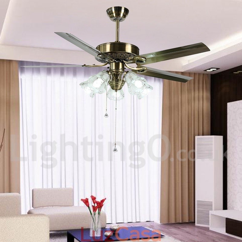 Ventilador de teto vintage estilo europeu de 52"