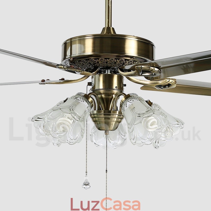 Ventilador de teto vintage estilo europeu de 52"