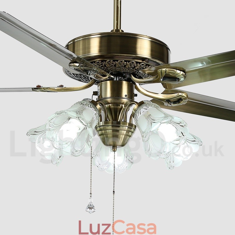 Ventilador de teto vintage estilo europeu de 52"