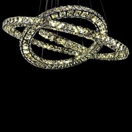 Luminária pendente de cristal moderna com 2 anéis e três lados K9, luminárias de teto internas de cristal