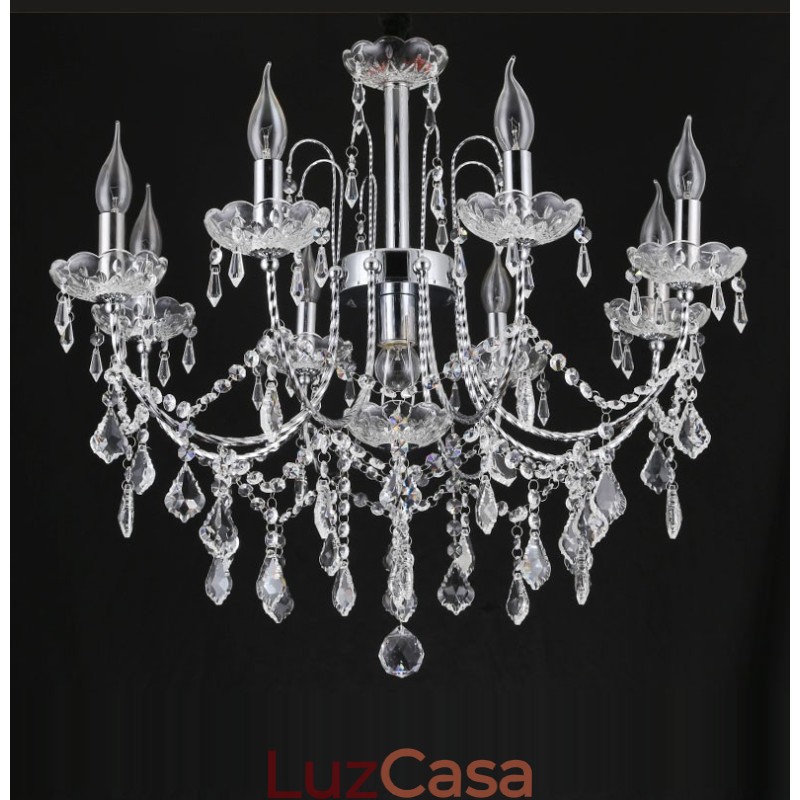 Lustre de Cristal Elegante com 9 Luzes