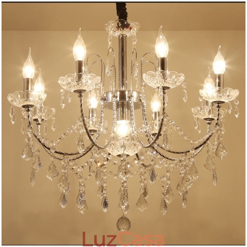 Lustre de Cristal Elegante com 9 Luzes