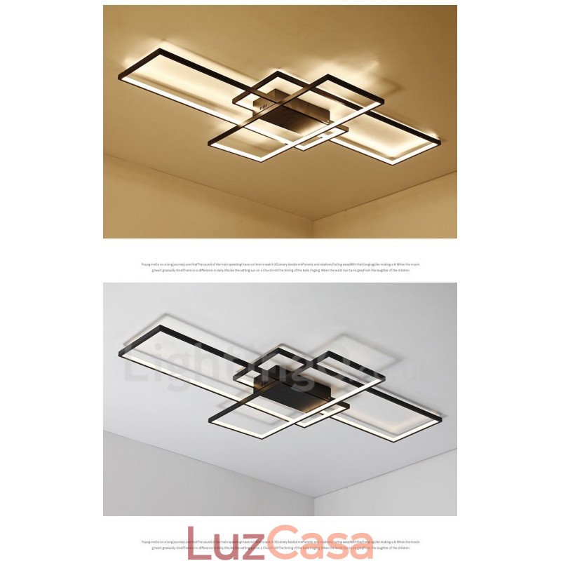 Luminária de teto moderna contemporânea em alumínio com pintura embutida, luminária de parede com dimmer remoto para sala de estar, quarto, também pode ser usada como luminária de parede