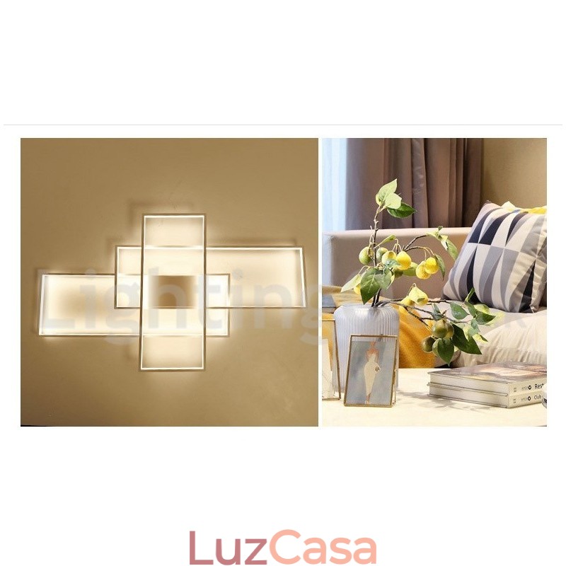 Luminária de teto moderna contemporânea em alumínio com pintura embutida, luminária de parede com dimmer remoto para sala de estar, quarto, também pode ser usada como luminária de parede