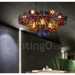 Loja de iluminação de aço retrô, lustre pendente, luz