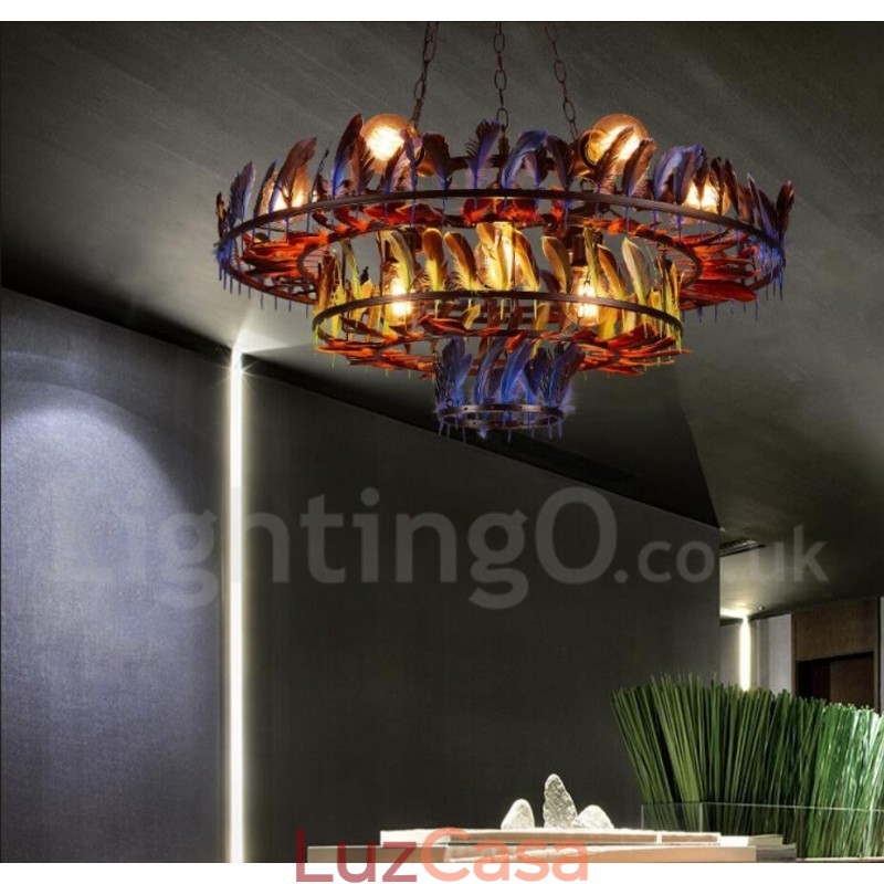 Loja de iluminação de aço retrô, lustre pendente, luz