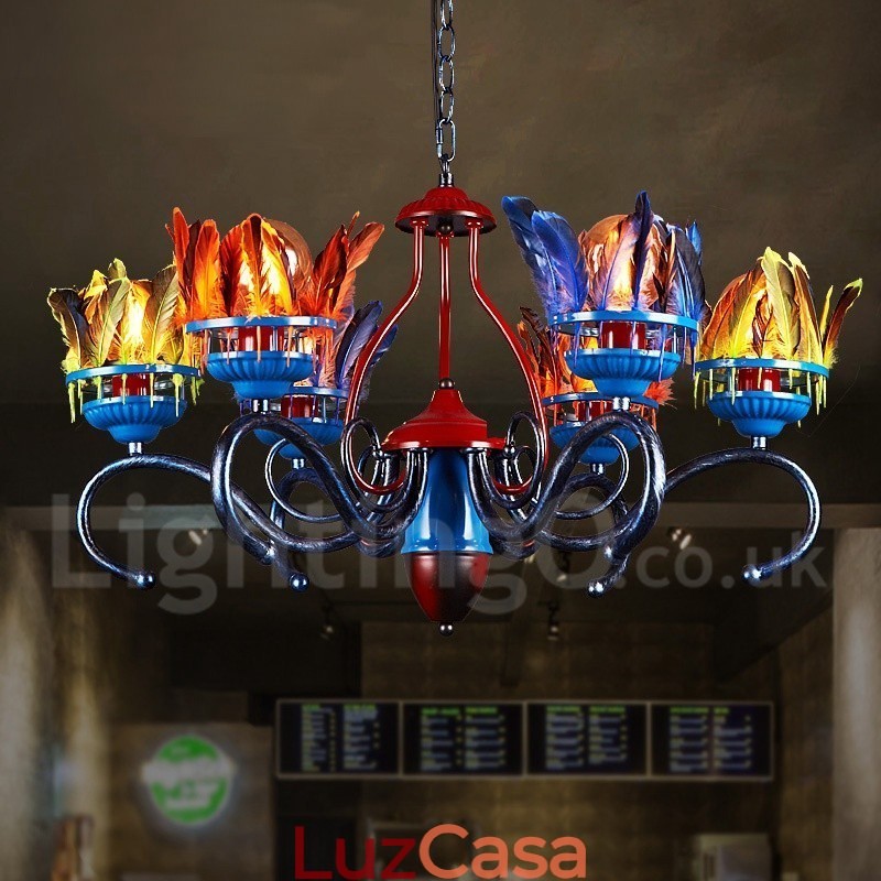 Loja de iluminação de aço retrô, lustre pendente, luz