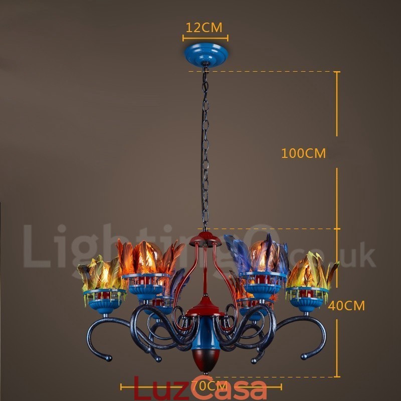 Loja de iluminação de aço retrô, lustre pendente, luz