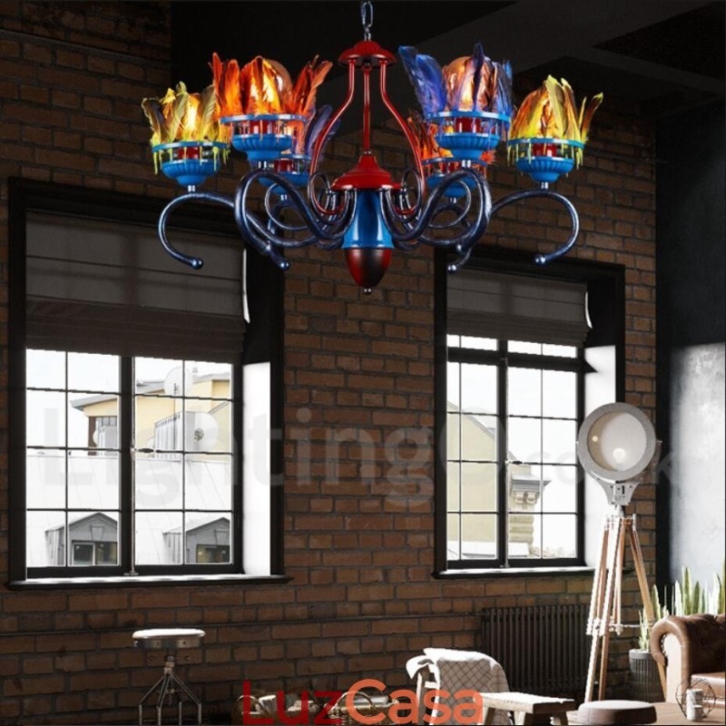 Loja de iluminação de aço retrô, lustre pendente, luz