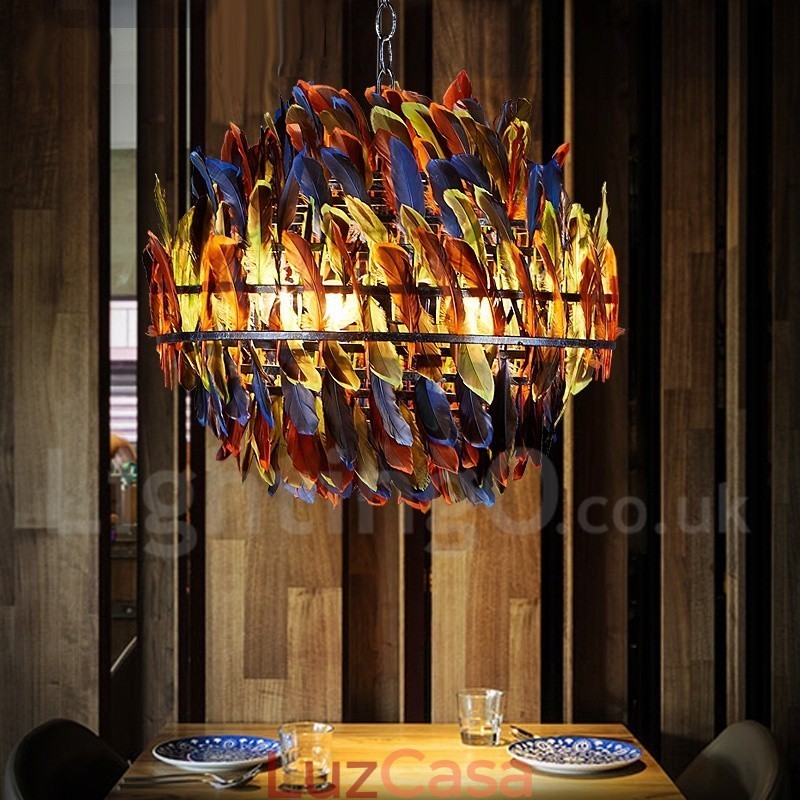 Loja de iluminação de aço retrô, lustre pendente, luz