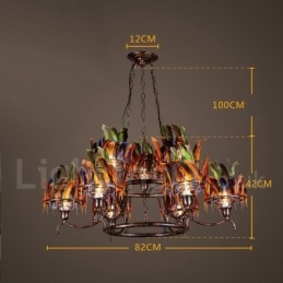 Loja de iluminação de aço retrô, lustre pendente, luz