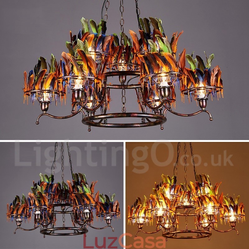 Loja de iluminação de aço retrô, lustre pendente, luz