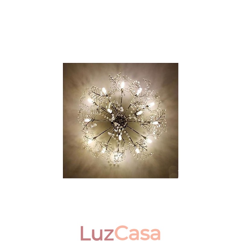 Luminária de teto de cristal decíduo gravado em aço inoxidável