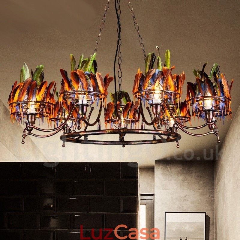 Loja de iluminação de aço retrô, lustre pendente, luz