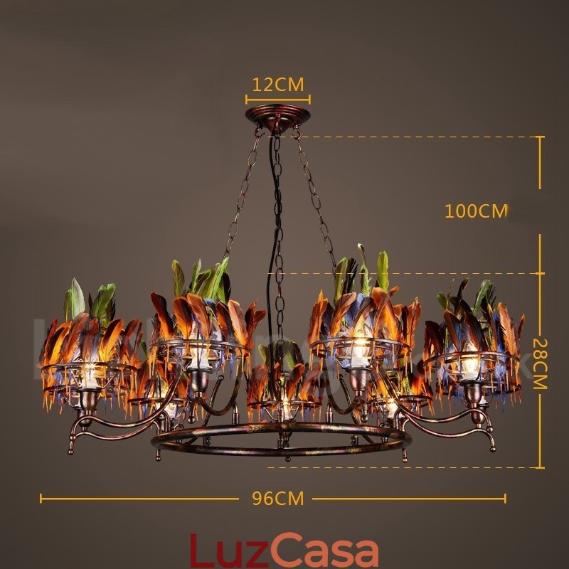 Loja de iluminação de aço retrô, lustre pendente, luz