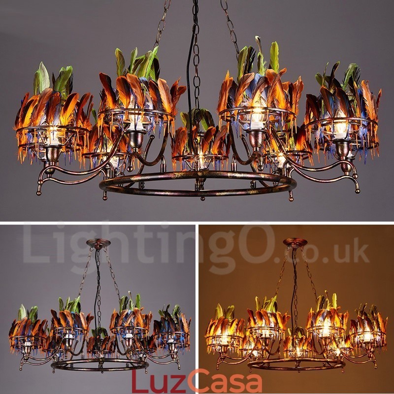 Loja de iluminação de aço retrô, lustre pendente, luz