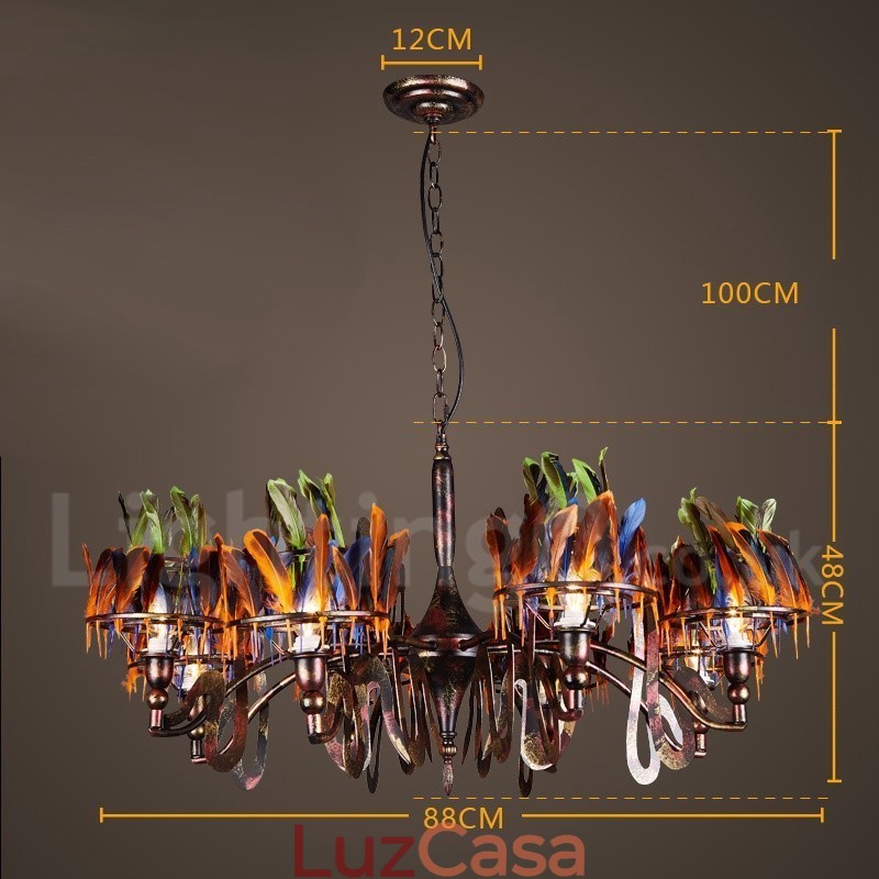Loja de iluminação de aço retrô, lustre pendente, luz