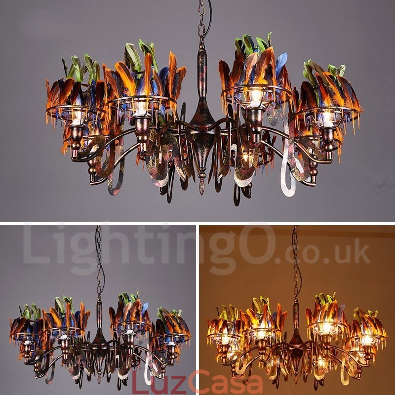 Loja de iluminação de aço retrô, lustre pendente, luz