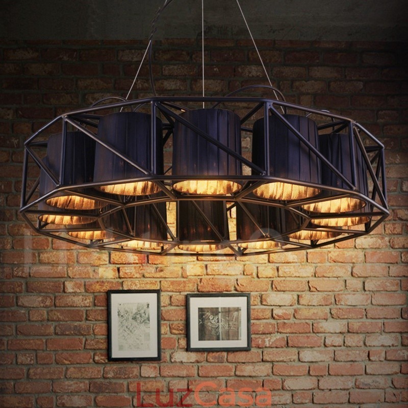 Loja de iluminação de aço estilo industrial, lustre pendente, luz