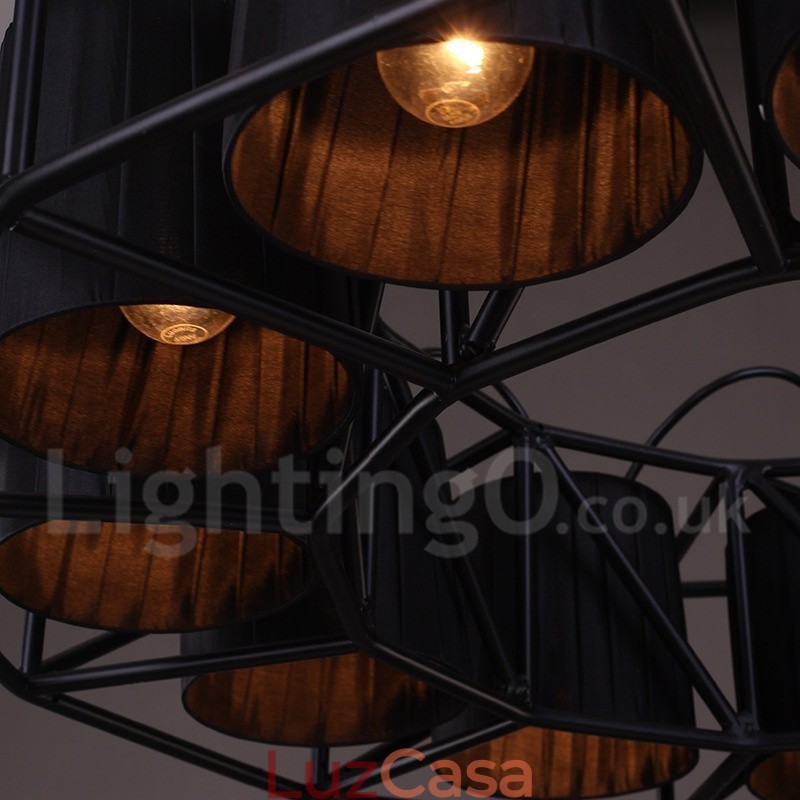 Loja de iluminação de aço estilo industrial, lustre pendente, luz