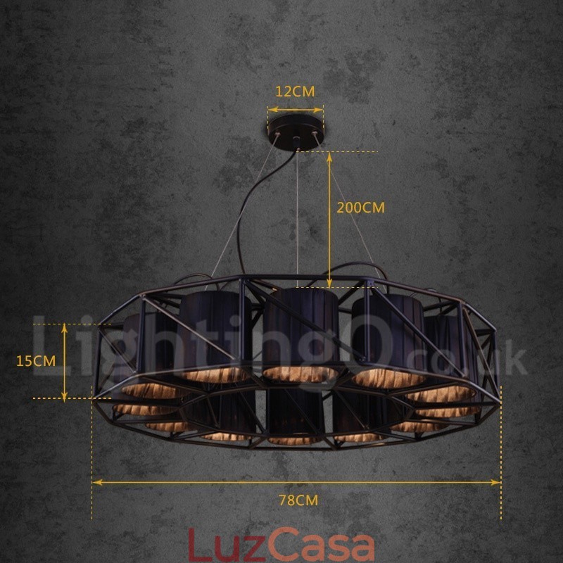 Loja de iluminação de aço estilo industrial, lustre pendente, luz