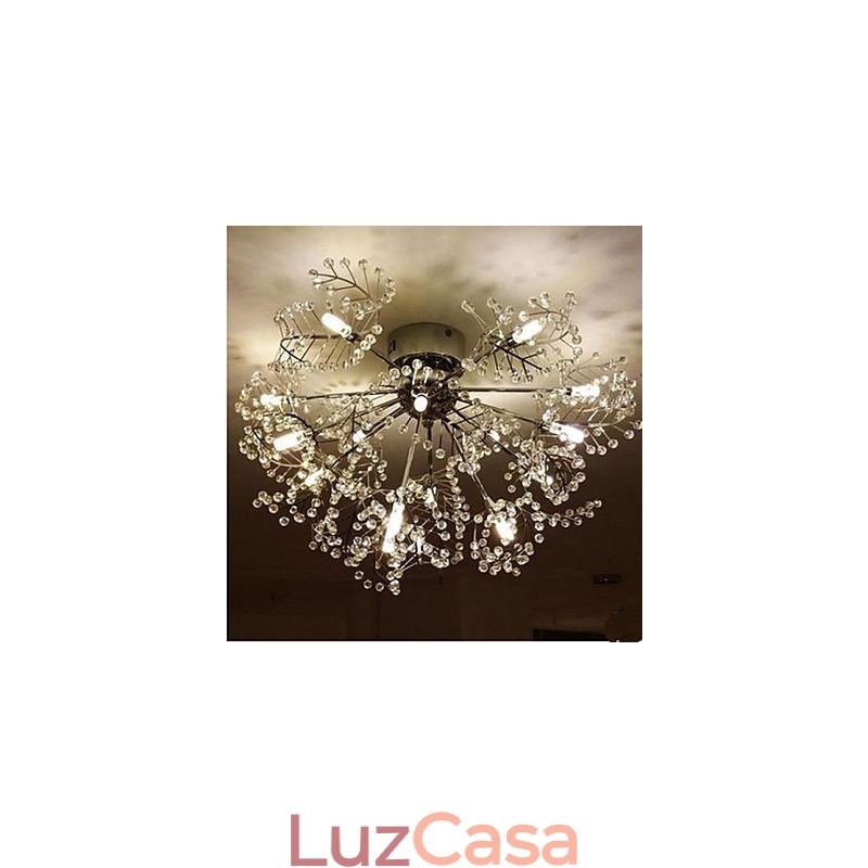 Luminária de teto de cristal decíduo gravado em aço inoxidável