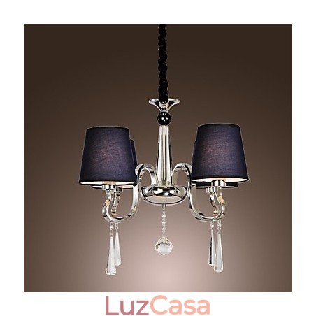 Lustre Vintage 4 Luzes Clássico Tecido Metal Pintura