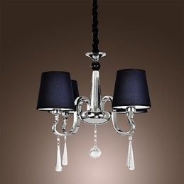 Lustre Vintage 4 Luzes Clássico Tecido Metal Pintura